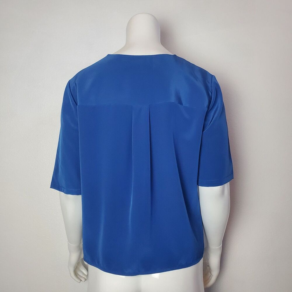 Vintage Diane Von Furstenberg Blue Silk Button-Up Blouse - Picture 4 of 8